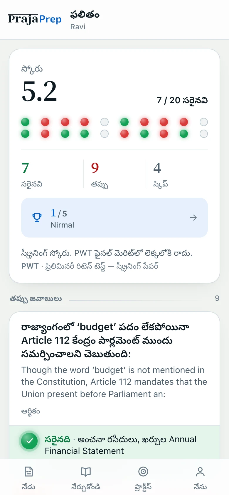 స్కోరు, జిల్లా ర్యాంక్
